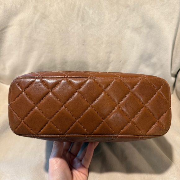 Vintage CHANEL Brown Lambskin Quilted Resin Chain Shoulder Bag 90s Rare Karl Era - Picture 10 of 16